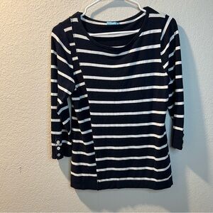 Women’s J. McLaughlin blue striped thin knit pullover sweater size small S